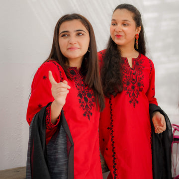Red Bloom – 3 PC Cotton