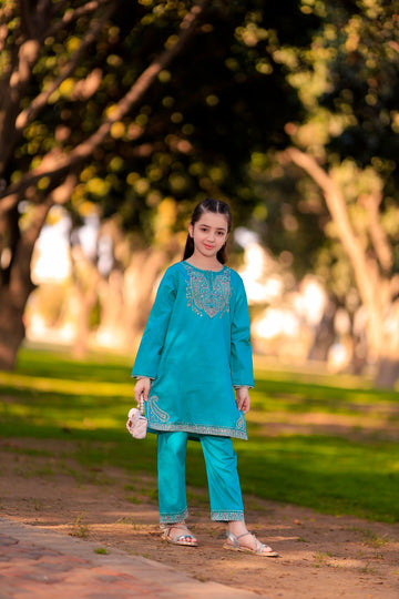 Modern Stitched Motif Embroidered Cotton Co-ord Set