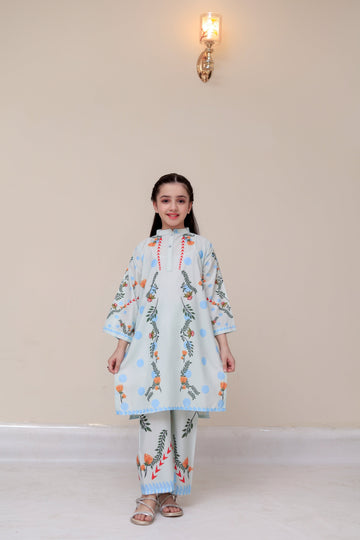 Trendy Printed Silk Co-ord Set – Elegant Looks for Girls