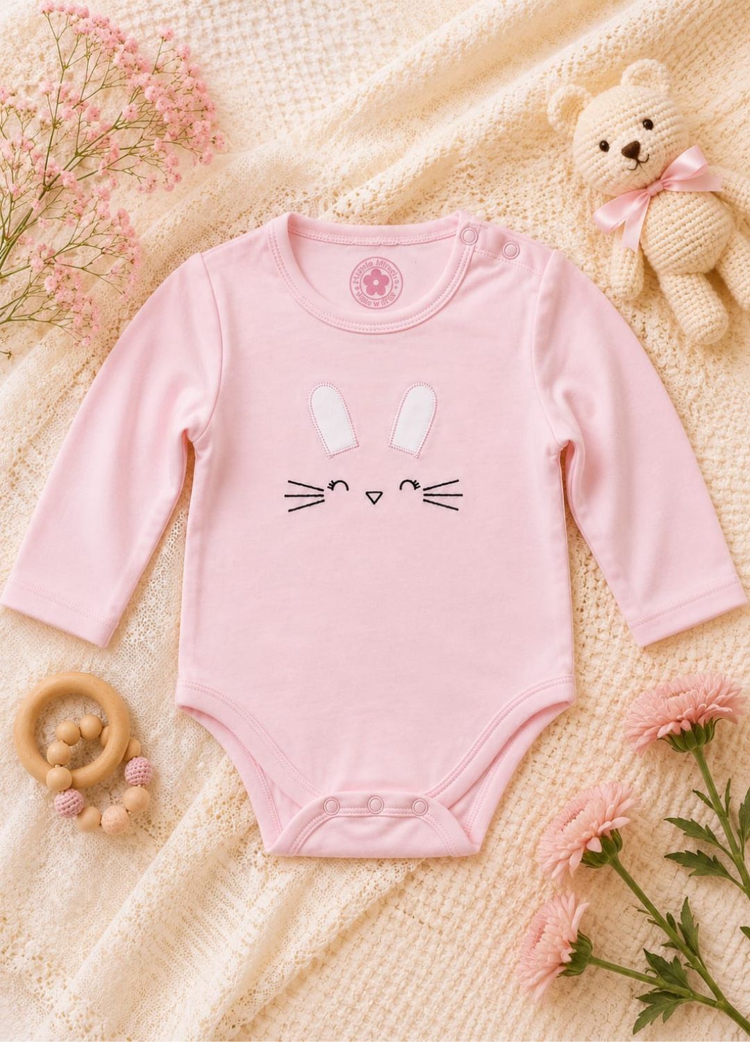 Little Minies Baby Girls Bunny Print Full Sleeve Romper