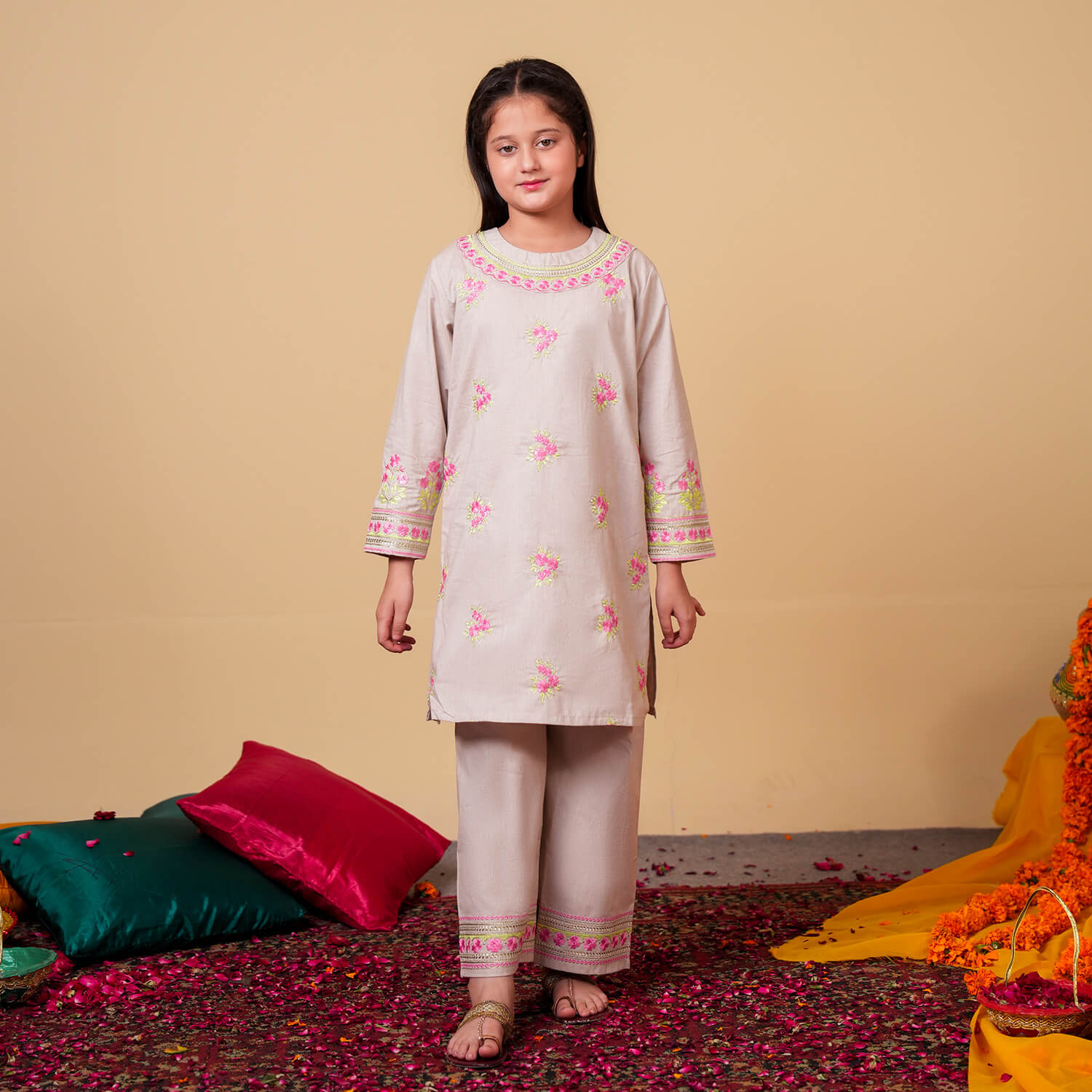 Blush Meadow – Embroidered Winter Khaddar
