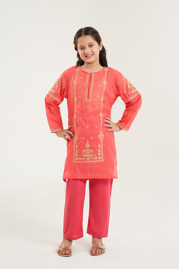 Stylish Embroidered Lawn Suit - CARROT