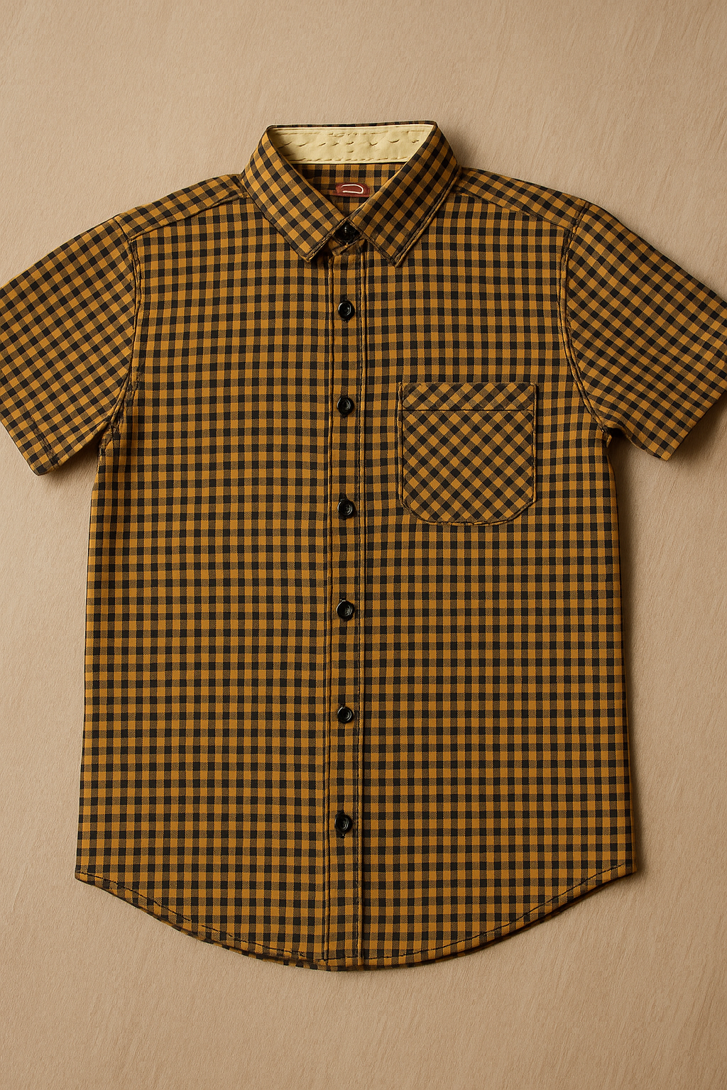 Black and Mustard Gingham Checkered Shirt
