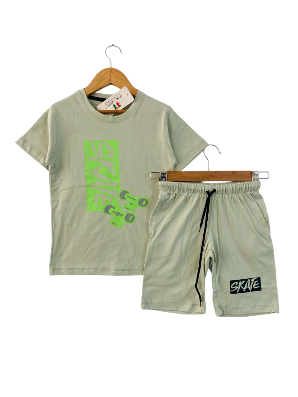 Kids' Beige "Skate" T-Shirt and Shorts Set