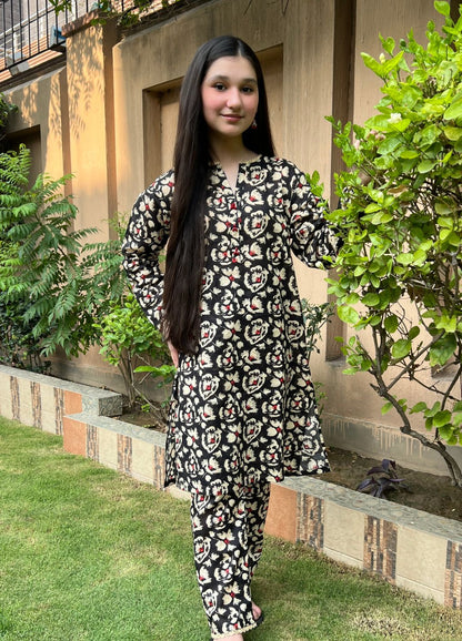 Zarqash Black Floral Printed Lawn Suit