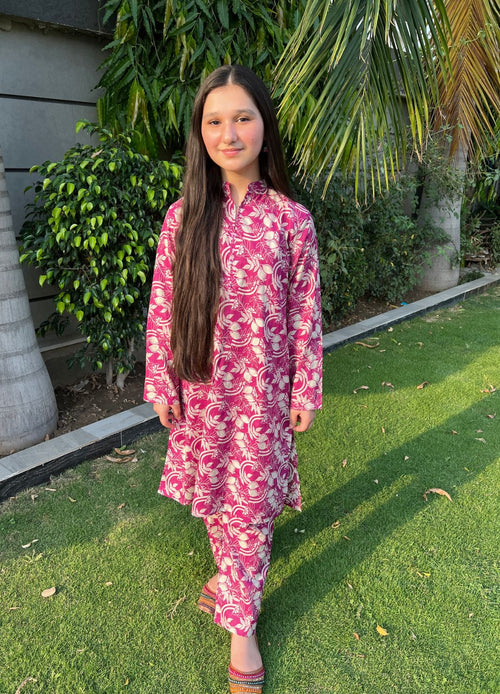 Zarqash Purple Floral Printed Lawn Suit