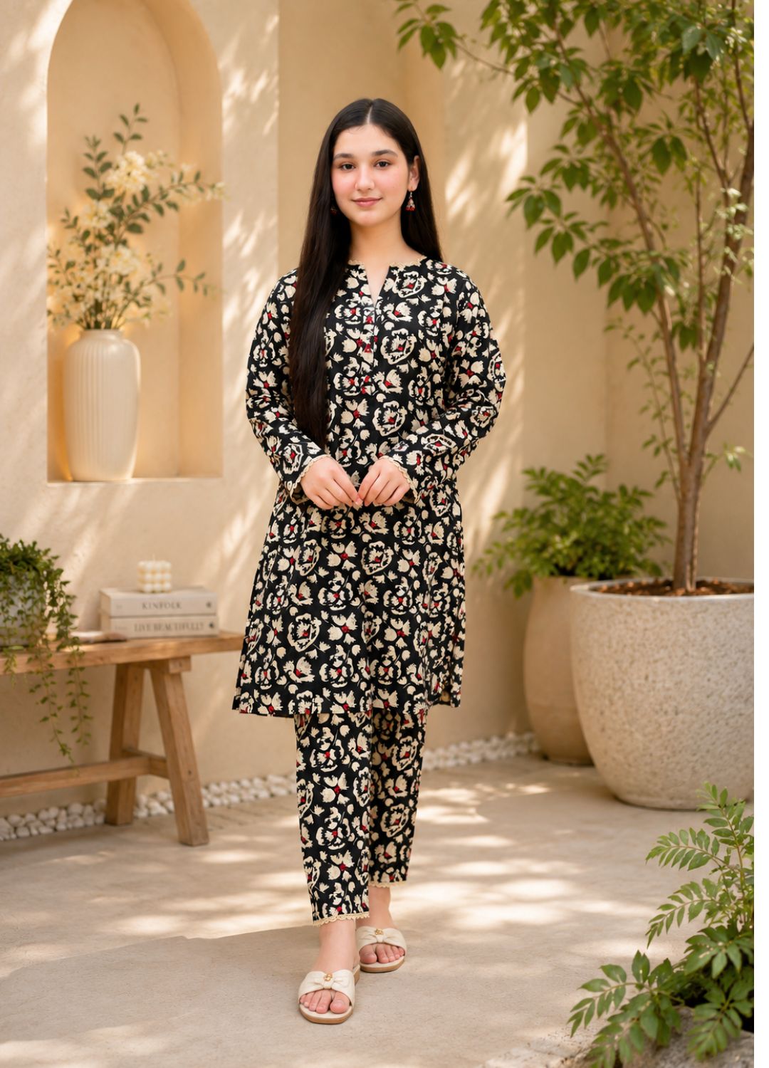 Zarqash Black Floral Printed Lawn Suit