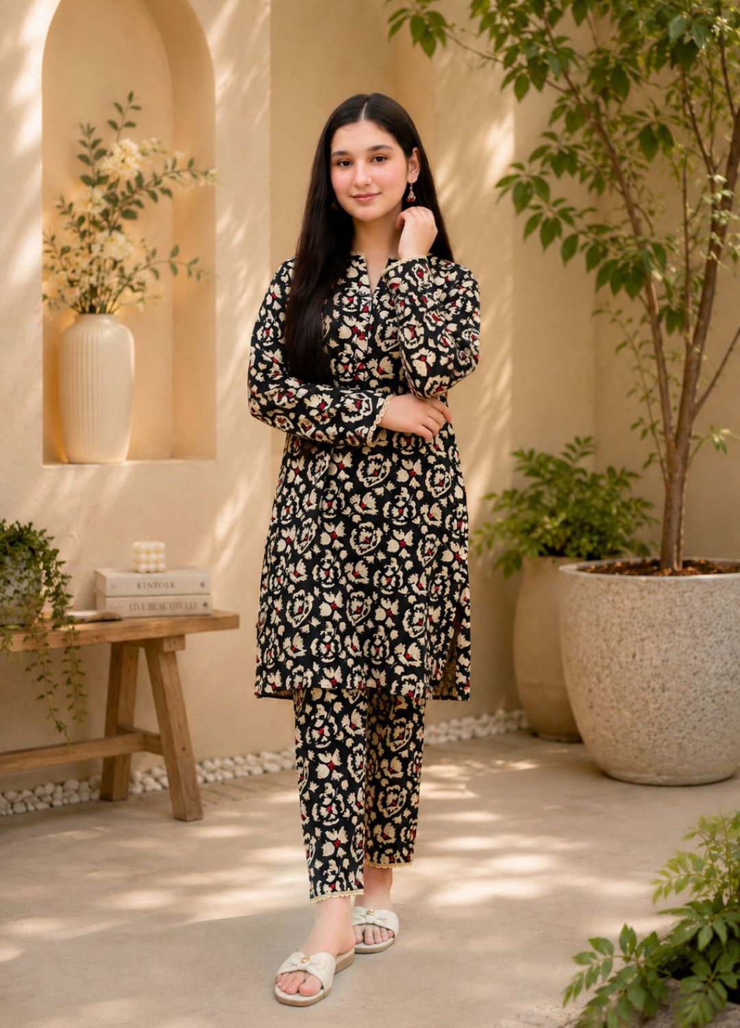 Zarqash Black Floral Printed Lawn Suit