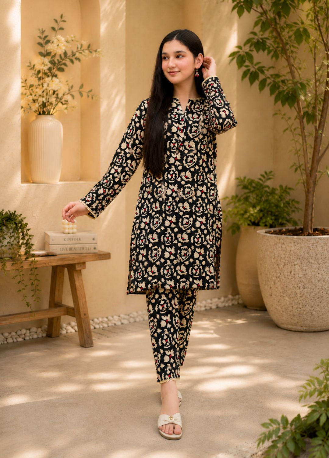 Zarqash Black Floral Printed Lawn Suit