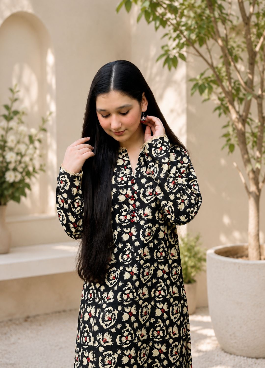 Zarqash Black Floral Printed Lawn Suit