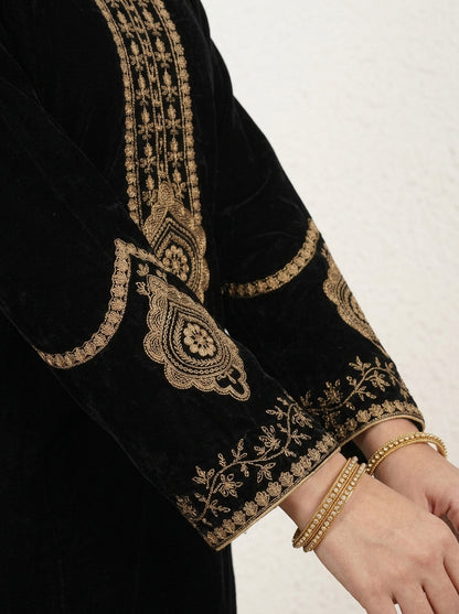 Black Velvet — 3-Piece Embroidered Velvet Ensemble