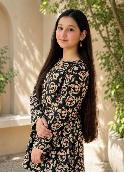 Zarqash Black Floral Printed Lawn Suit