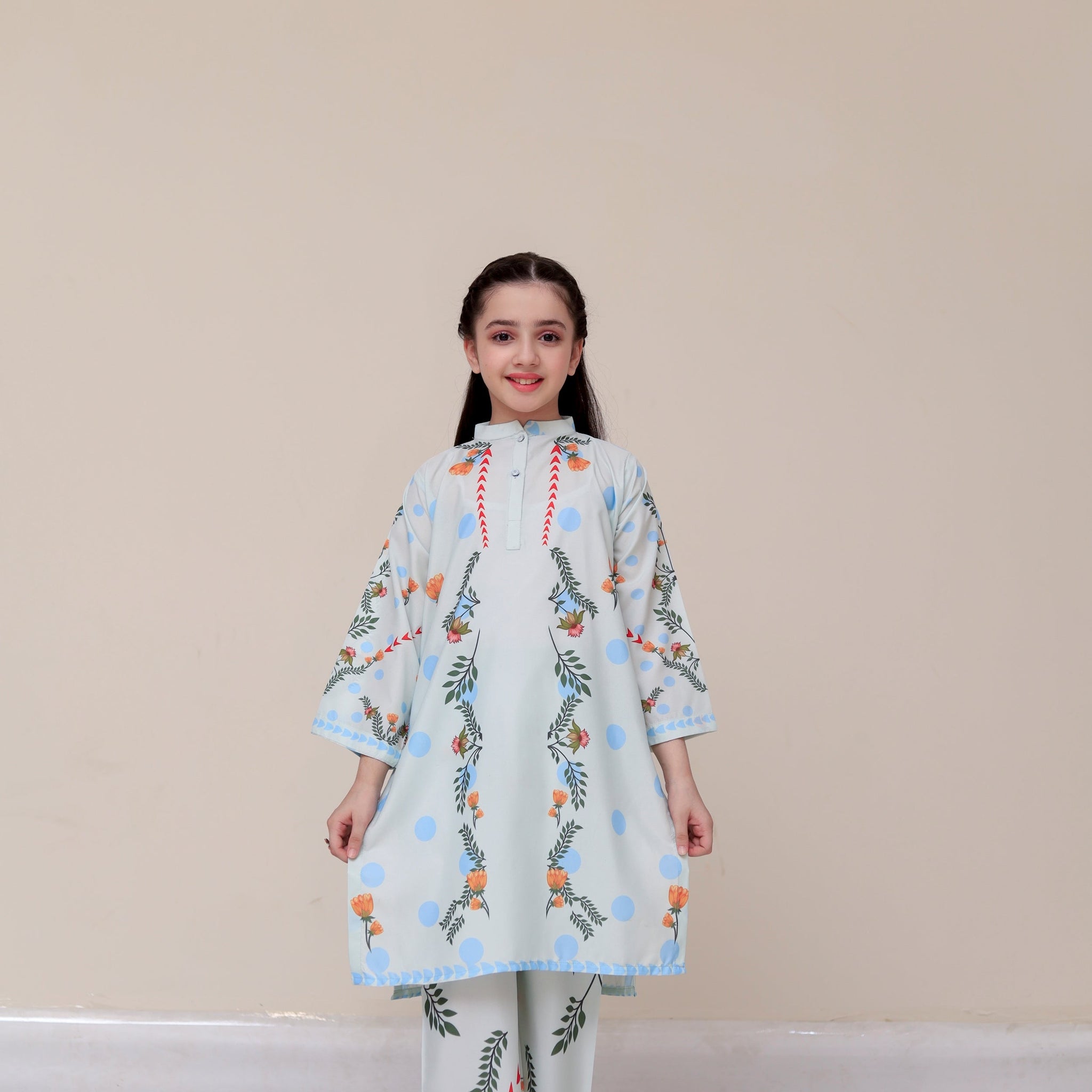 Trendy Printed Silk Co-ord Set – Elegant Looks for Girls