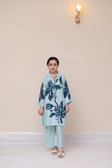 Ready to Wear Printed Silk Co-ord Set – Premium Stitched for Girls