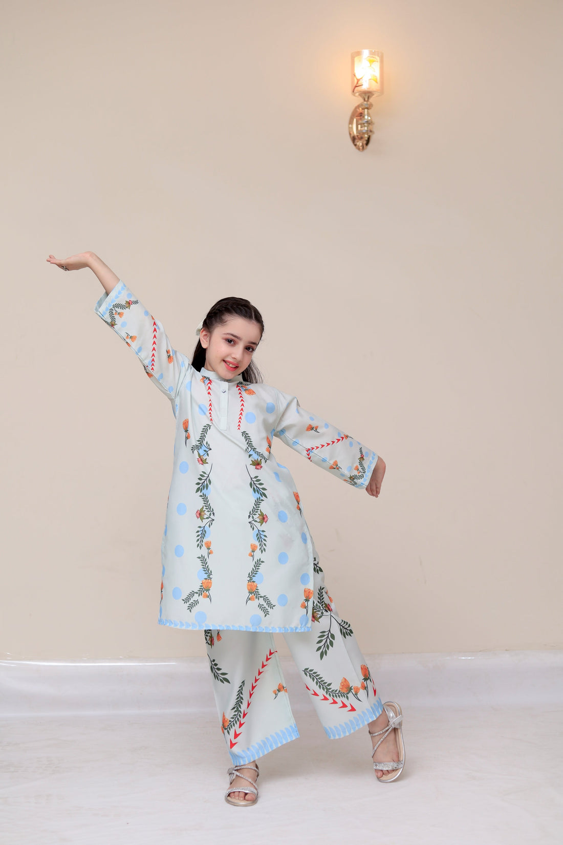 Trendy Printed Silk Co-ord Set – Elegant Looks for Girls