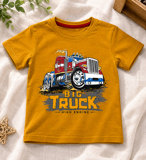 Poppins Boys Mustard Big Truck Graphic T-Shirt