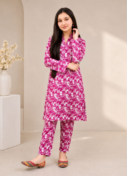 Zarqash Purple Floral Printed Lawn Suit