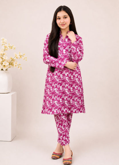 Zarqash Purple Floral Printed Lawn Suit