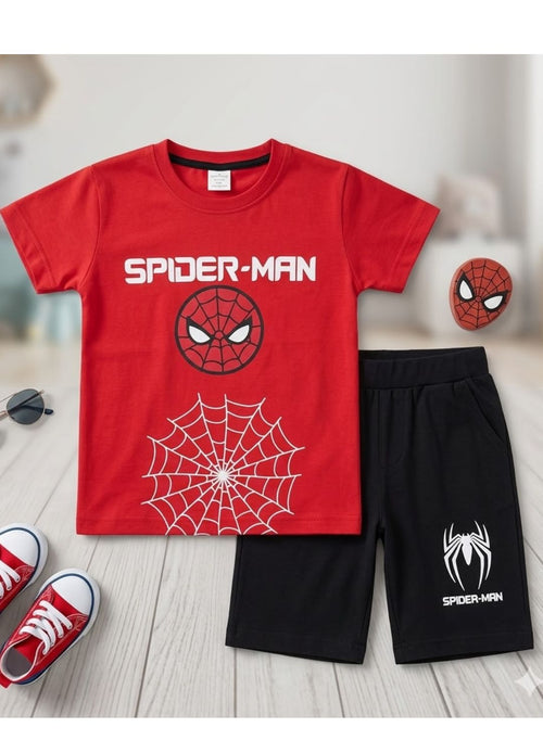 Kids Spider-Man Graphic T-Shirt & Shorts Summer Co-Ord Set