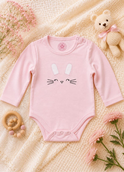 Little Minies Baby Girls Bunny Print Full Sleeve Romper